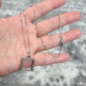 925 Sterling Silver Picture Frame Pendant Charm 18" Box Chain